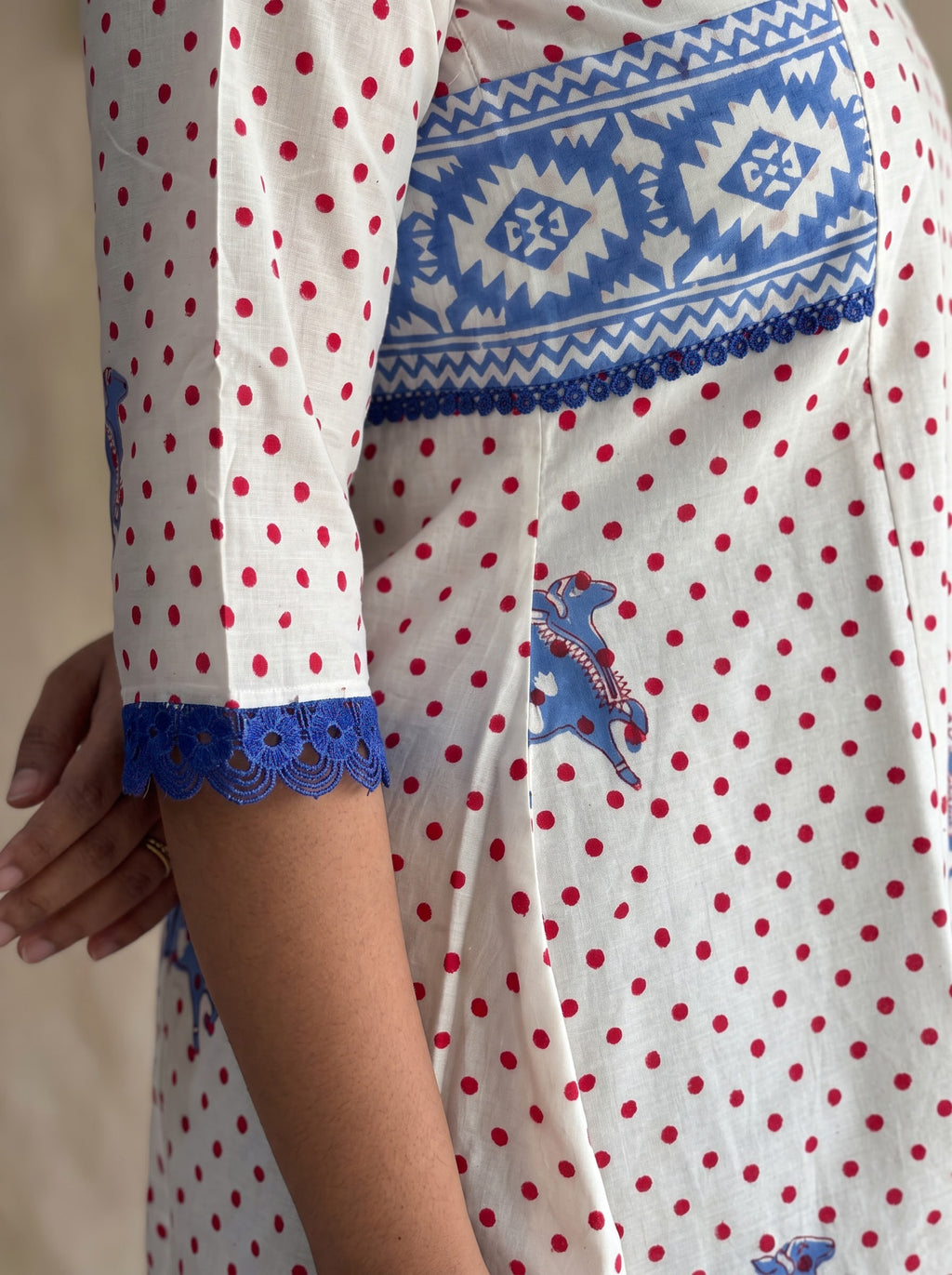 Neel Block Printed Pure Cotton Kurta