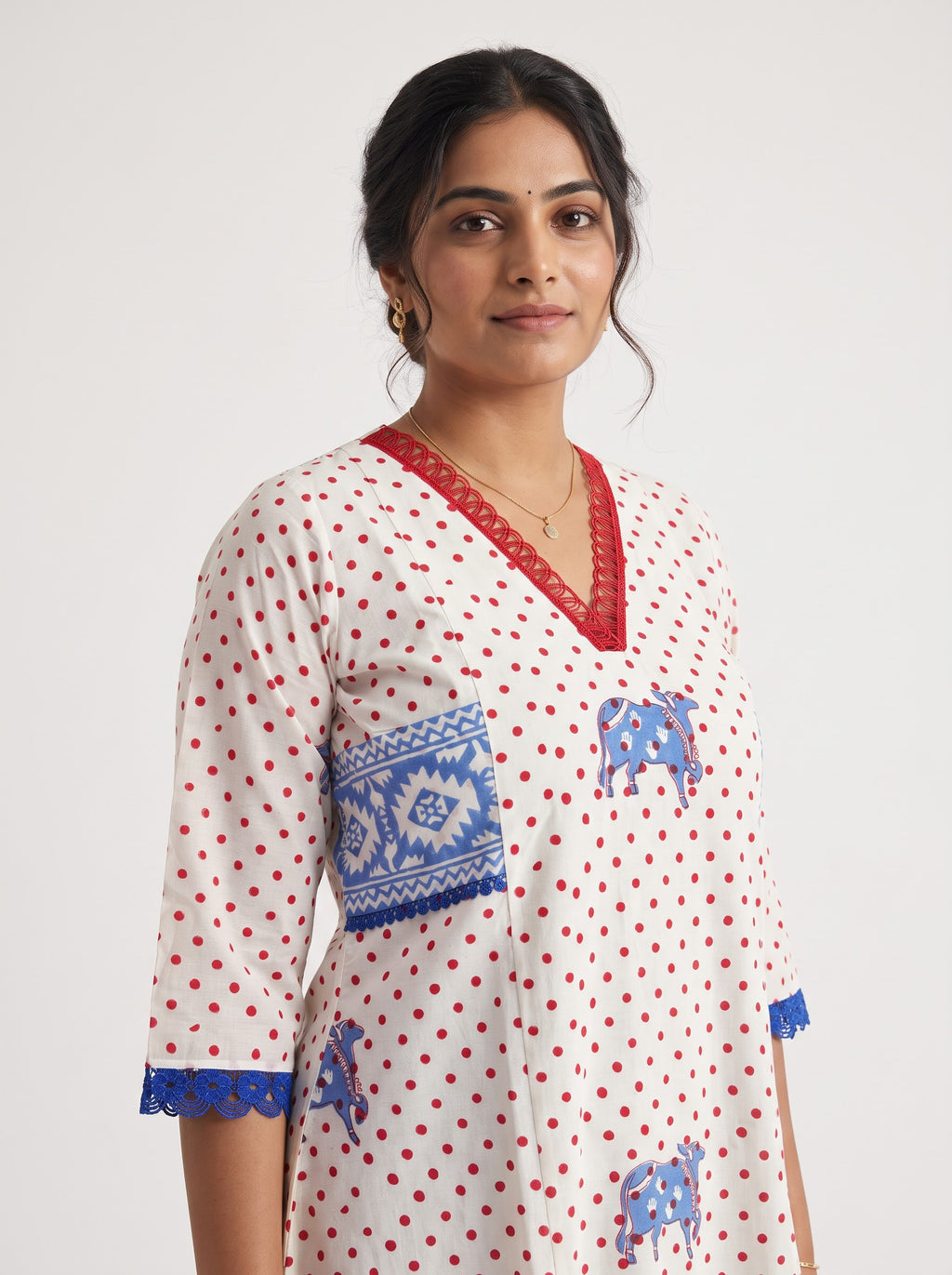 Neel Block Printed Pure Cotton Kurta