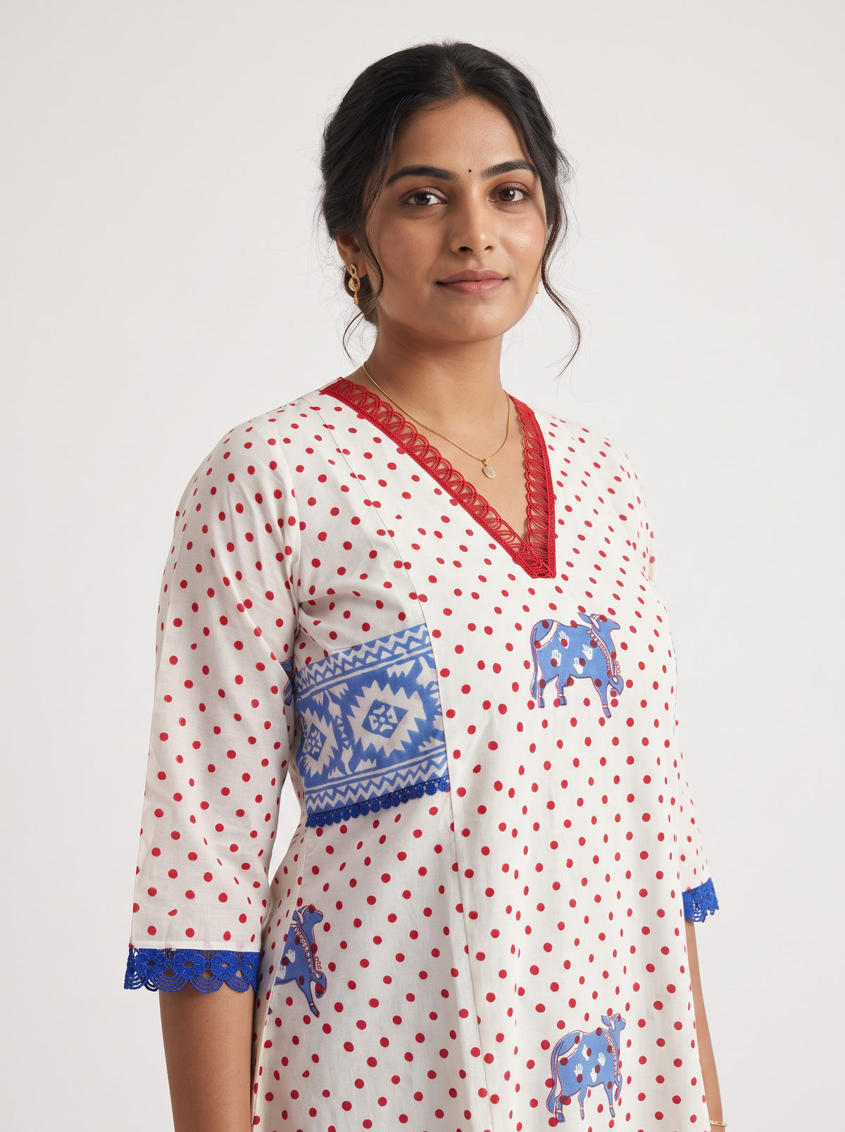 Neel Block Printed Pure Cotton Kurta
