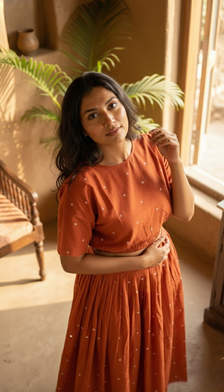 Kathaa woven maxi skirt co-ord set