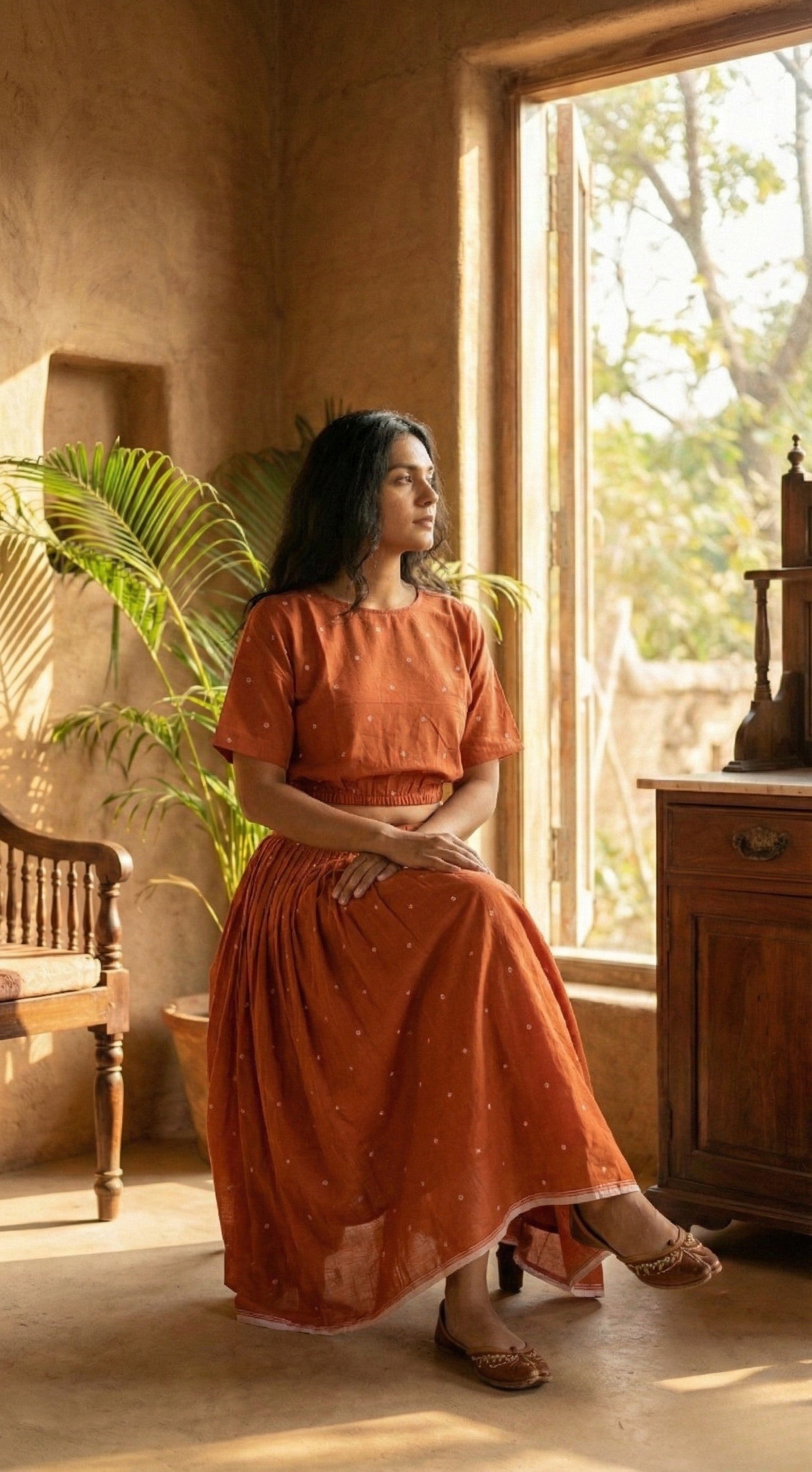 Kathaa woven maxi skirt co-ord set