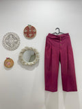 Chic O'clock High waist pleated cotton pants - Pink - Aamvi