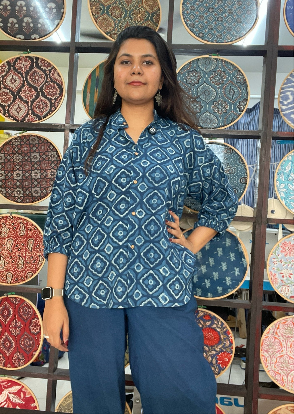 Chill pill shirt in indigo dabu - 2 - Aamvi