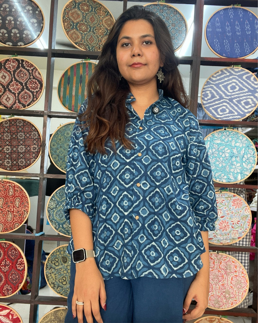 Chill pill shirt in indigo dabu - 2 - Aamvi