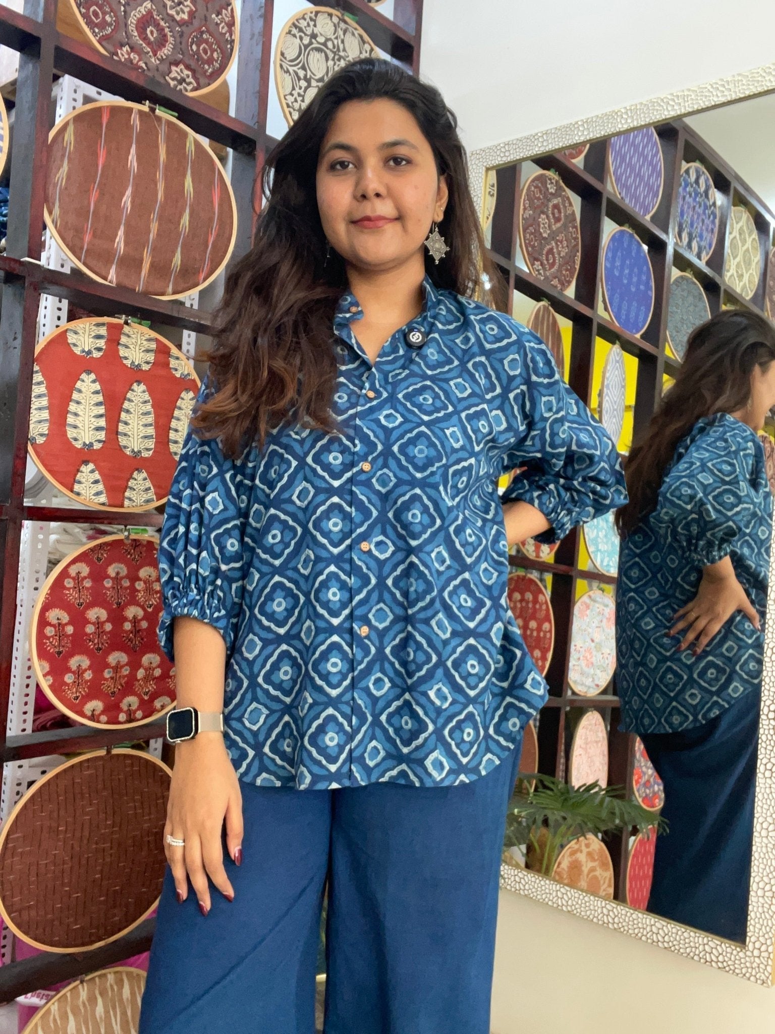 Chill pill shirt in indigo dabu - 2 - Aamvi
