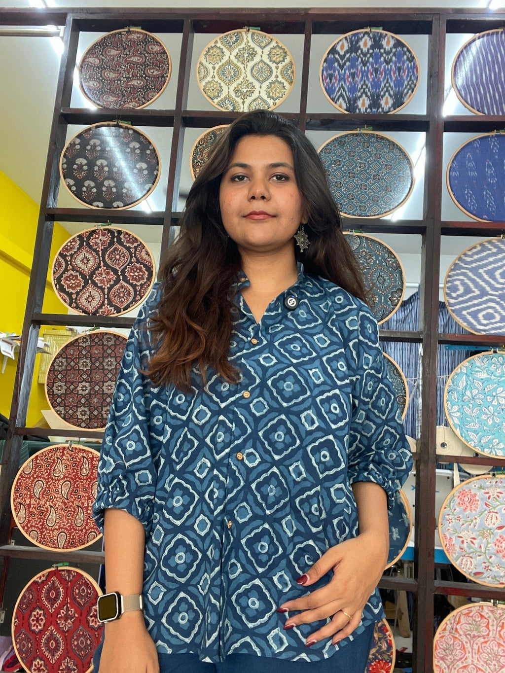 Chill pill shirt in indigo dabu - 2 - Aamvi