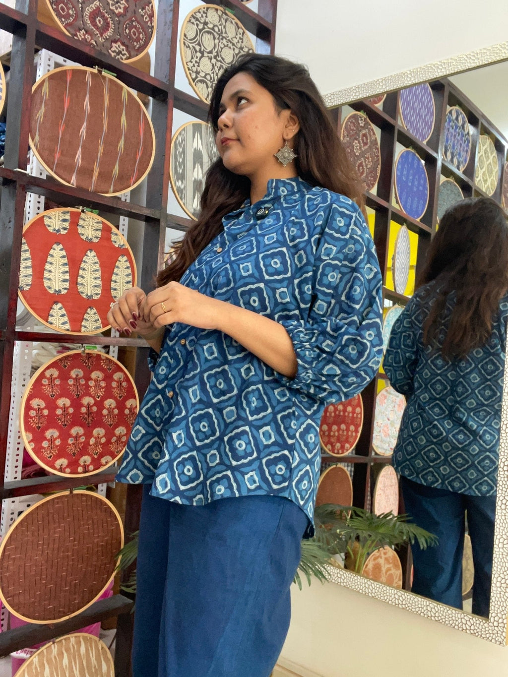 Chill pill shirt in indigo dabu - 2 - Aamvi