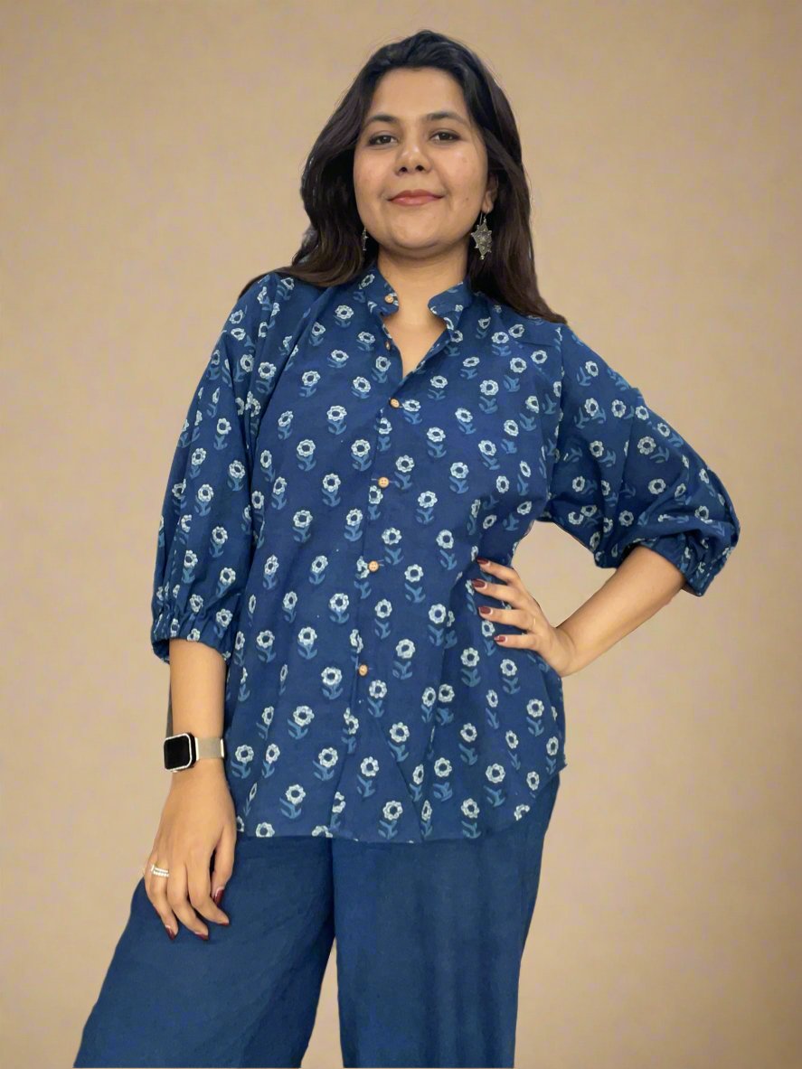 Chill pill shirt in indigo dabu - 3 - Aamvi