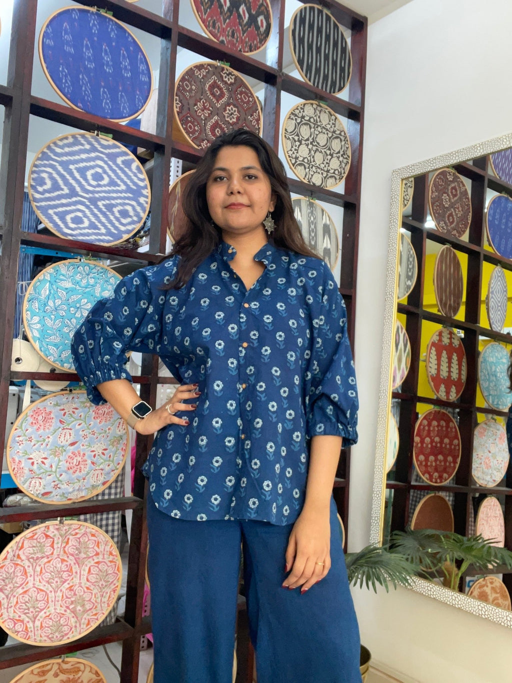 Chill pill shirt in indigo dabu - 3 - Aamvi