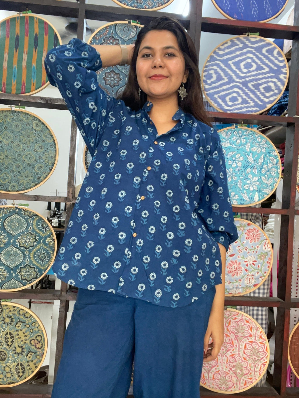 Chill pill shirt in indigo dabu - 3 - Aamvi