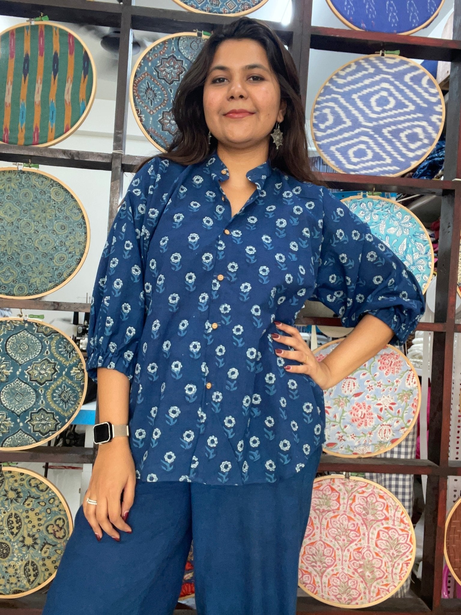 Chill pill shirt in indigo dabu - 3 - Aamvi