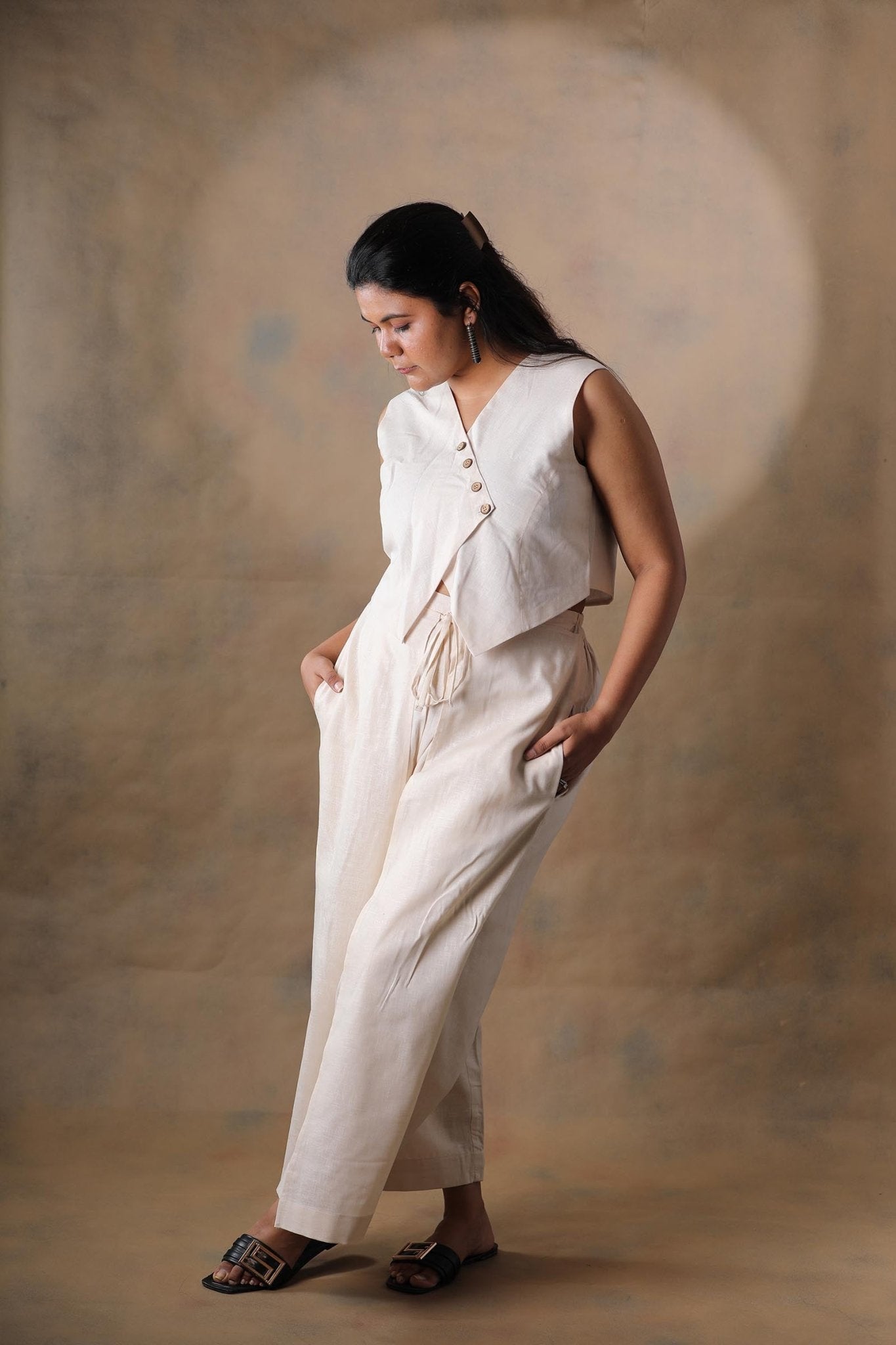 Hola chica linen co - ord set - Beige - Aamvi