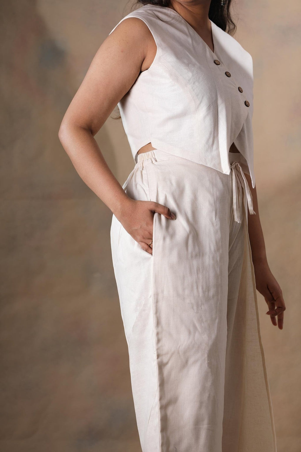Hola chica linen co - ord set - Beige - Aamvi