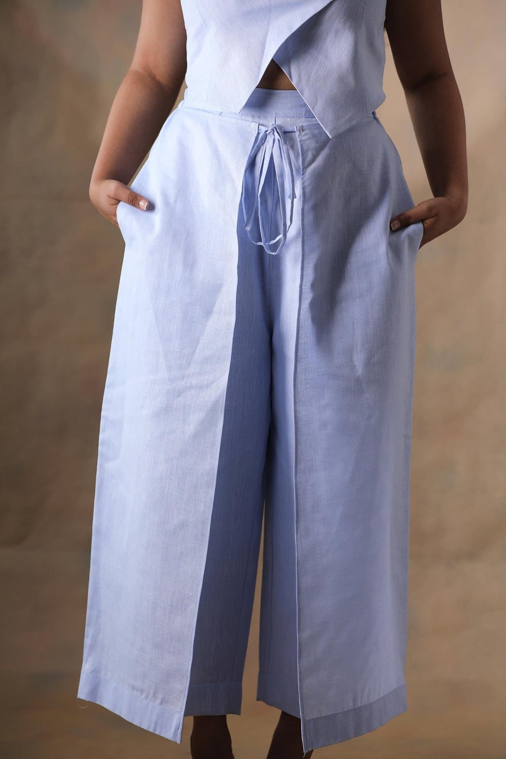 Hola chica linen co - ord set - Powder blue - Aamvi