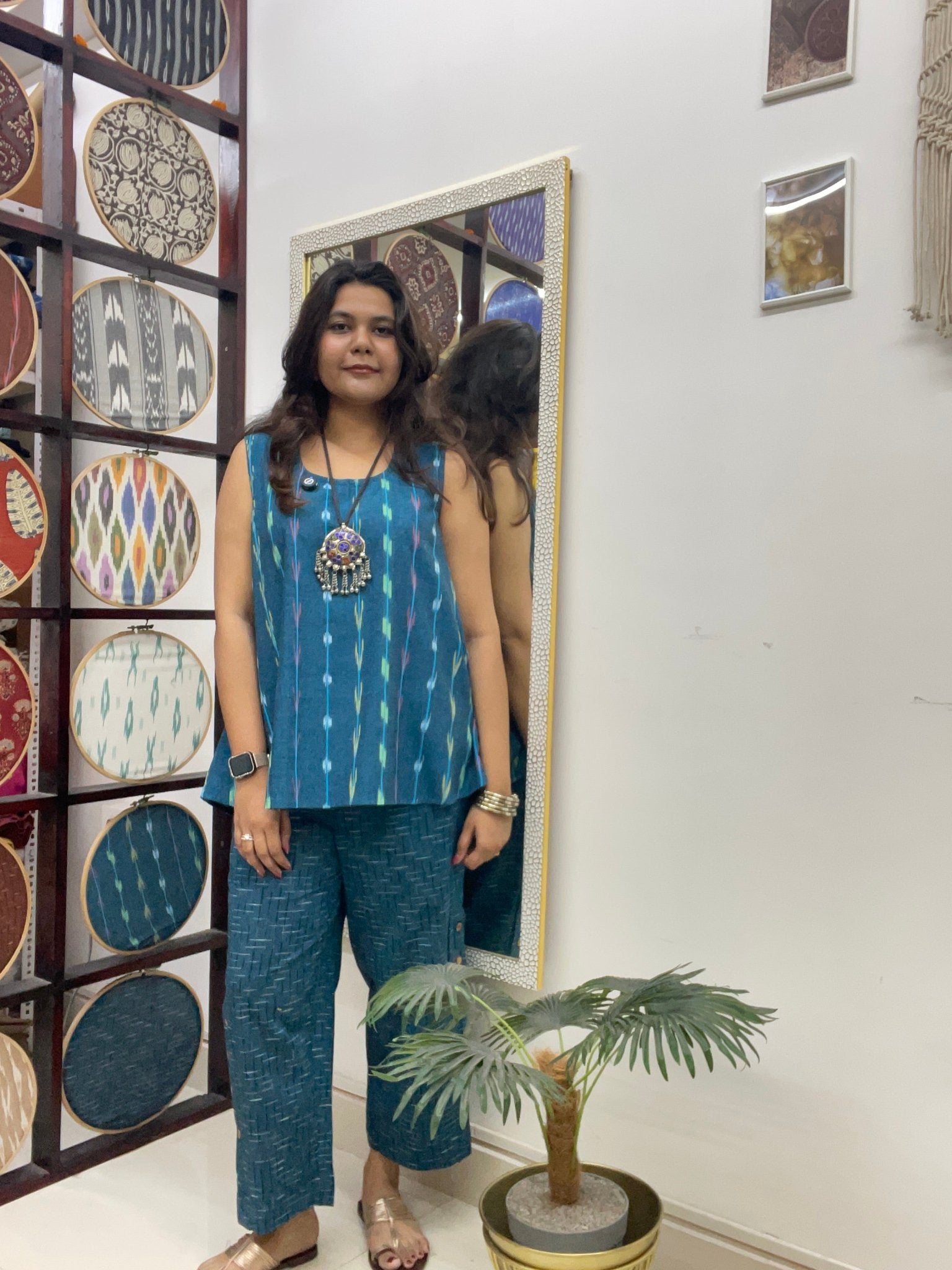 Ikat set with button detail - Aamvi