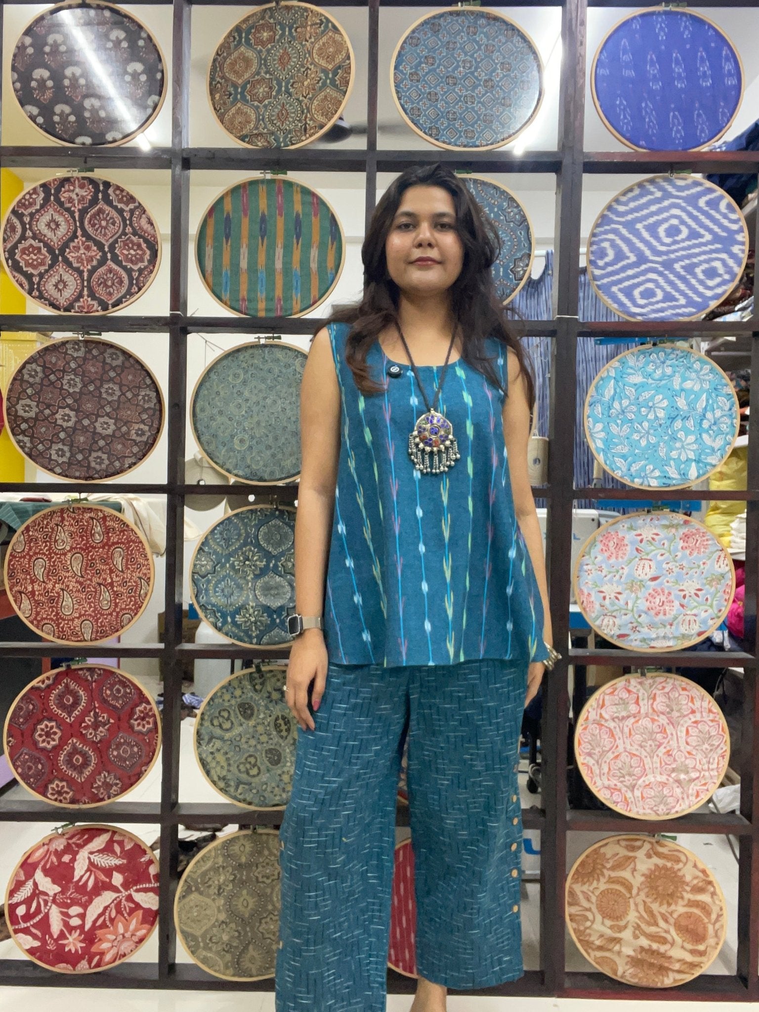 Ikat set with button detail - Aamvi