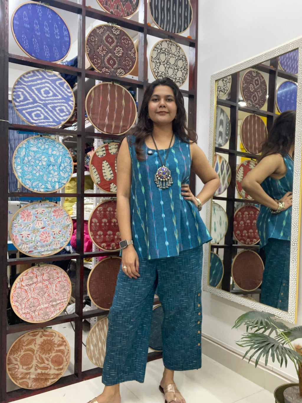 Ikat set with button detail - Aamvi