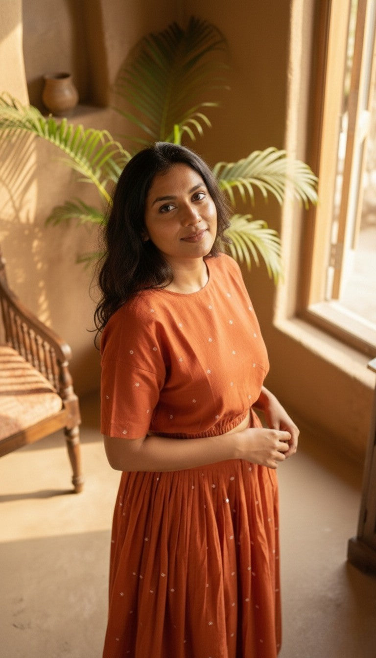 Kathaa woven maxi skirt co-ord set