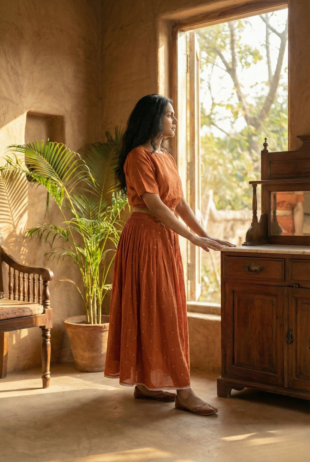 Kathaa woven maxi skirt co-ord set