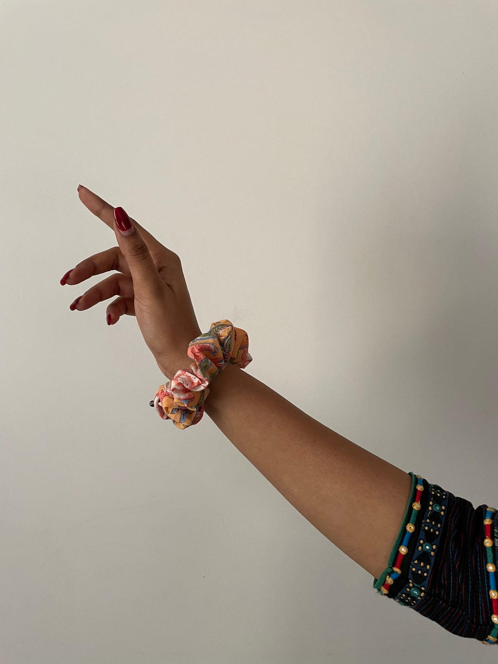 Summer vibes block printed scrunchie