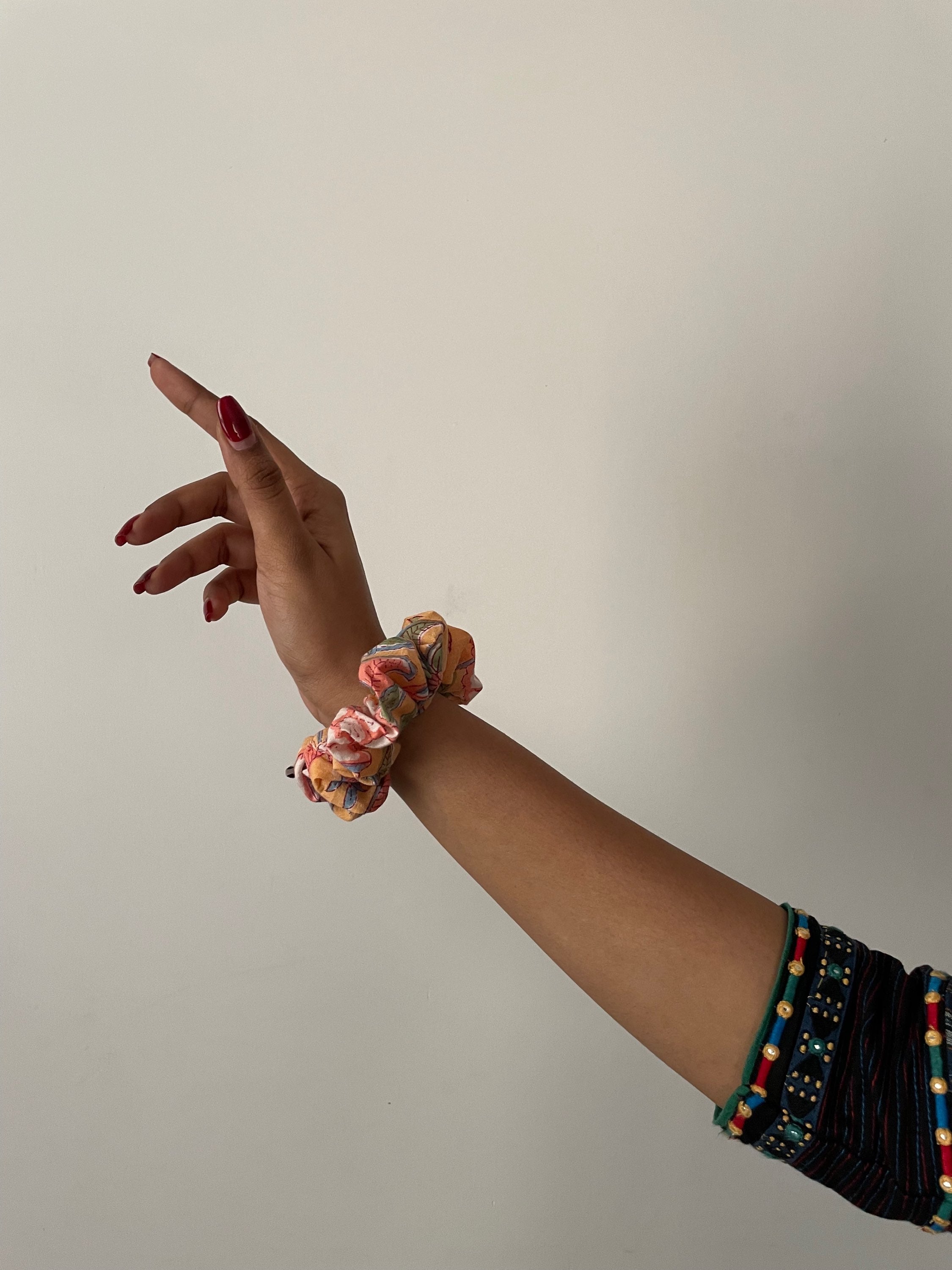 Summer vibes block printed scrunchie